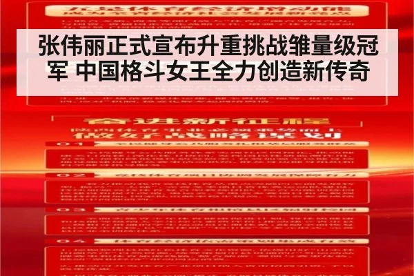 张伟丽正式宣布升重挑战雏量级冠军 中国格斗女王全力创造新传奇